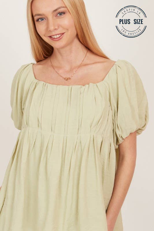 CSP9093P. PLUS OPEN BACK SQUARE NECK SOLID PRINCESS TOP: SAGE / 1X