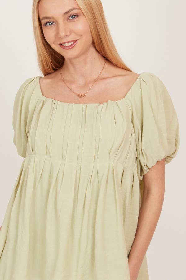 CSP9093. WOMEN OPEN BACK SQUARE NECK SOLID PRINCESS TOP: SAGE / L