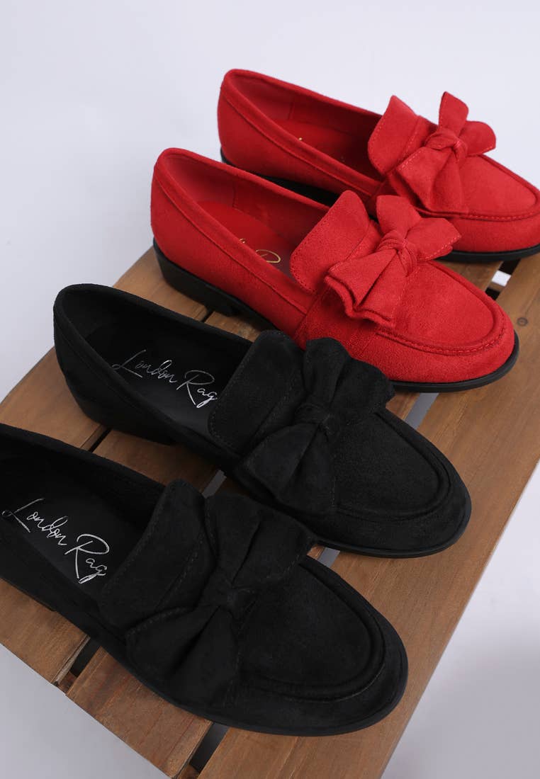 Havisham Bow Accent Heeled Loafers: Black / US-7 / UK-5 / EU-38