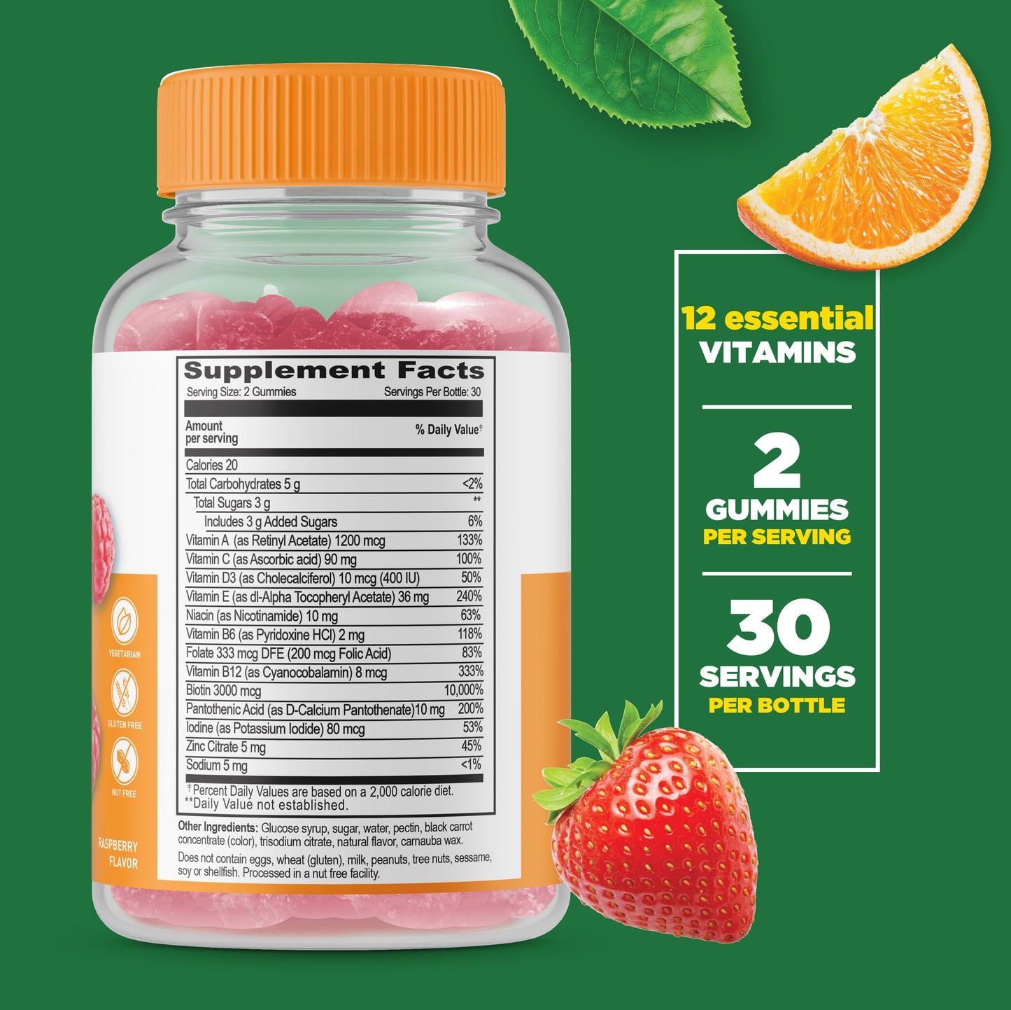 Lifeable Women's Multivitamin Gummies, Whole Body Health: Raspberry Flavor / 60 Gummies