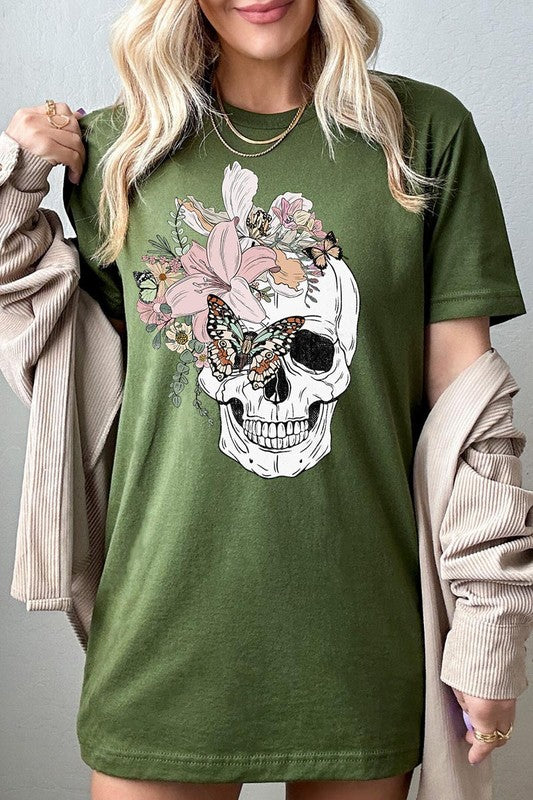 Floral Skull Graphic Tee