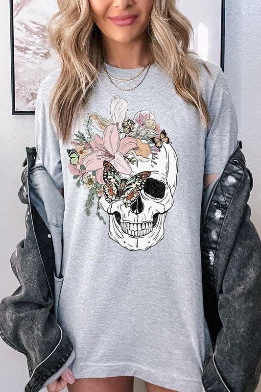 Floral Skull Graphic Tee