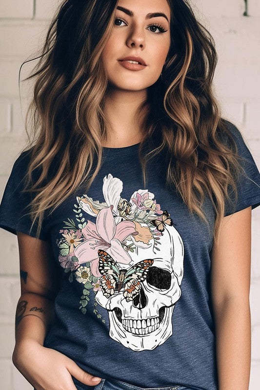 Floral Skull Graphic Tee