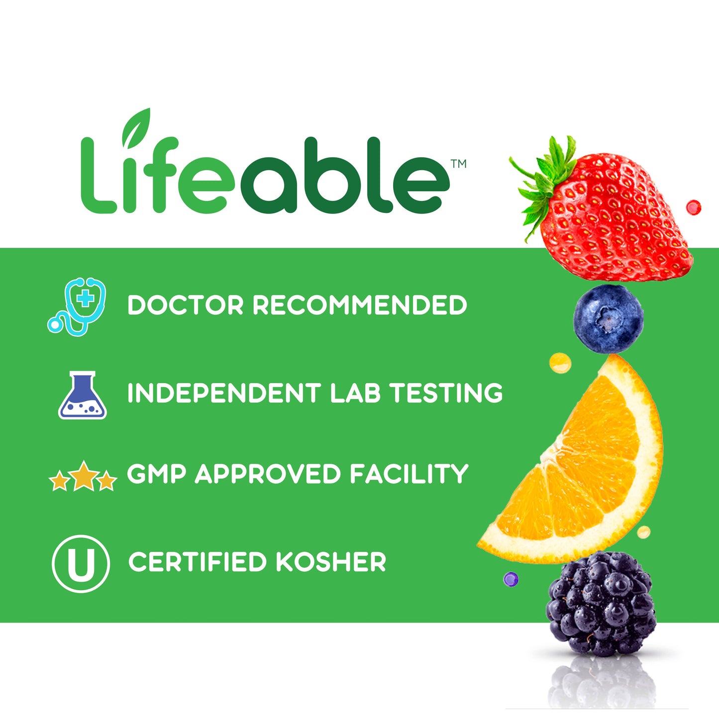 Lifeable Multivitamin for Men Gummies, Immunity & Digestion: Berry Flavor / 60 Gummies