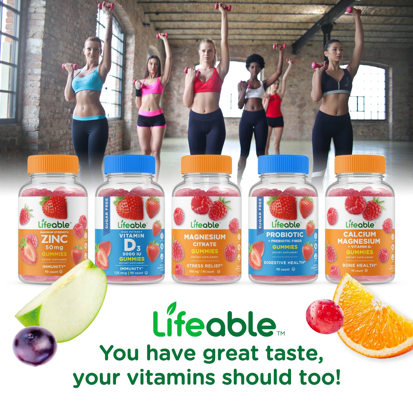Lifeable Women's Multivitamin Gummies, Whole Body Health: Raspberry Flavor / 60 Gummies