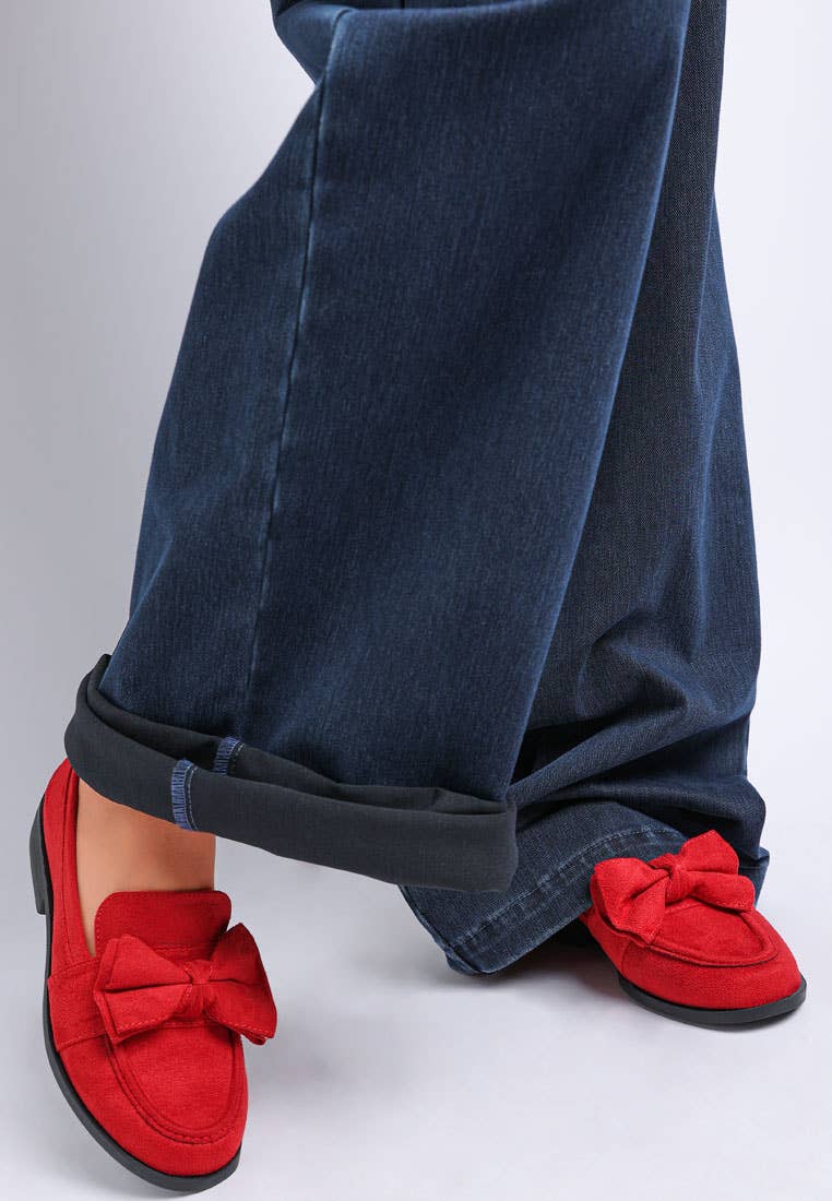Havisham Bow Accent Heeled Loafers: Black / US-7 / UK-5 / EU-38