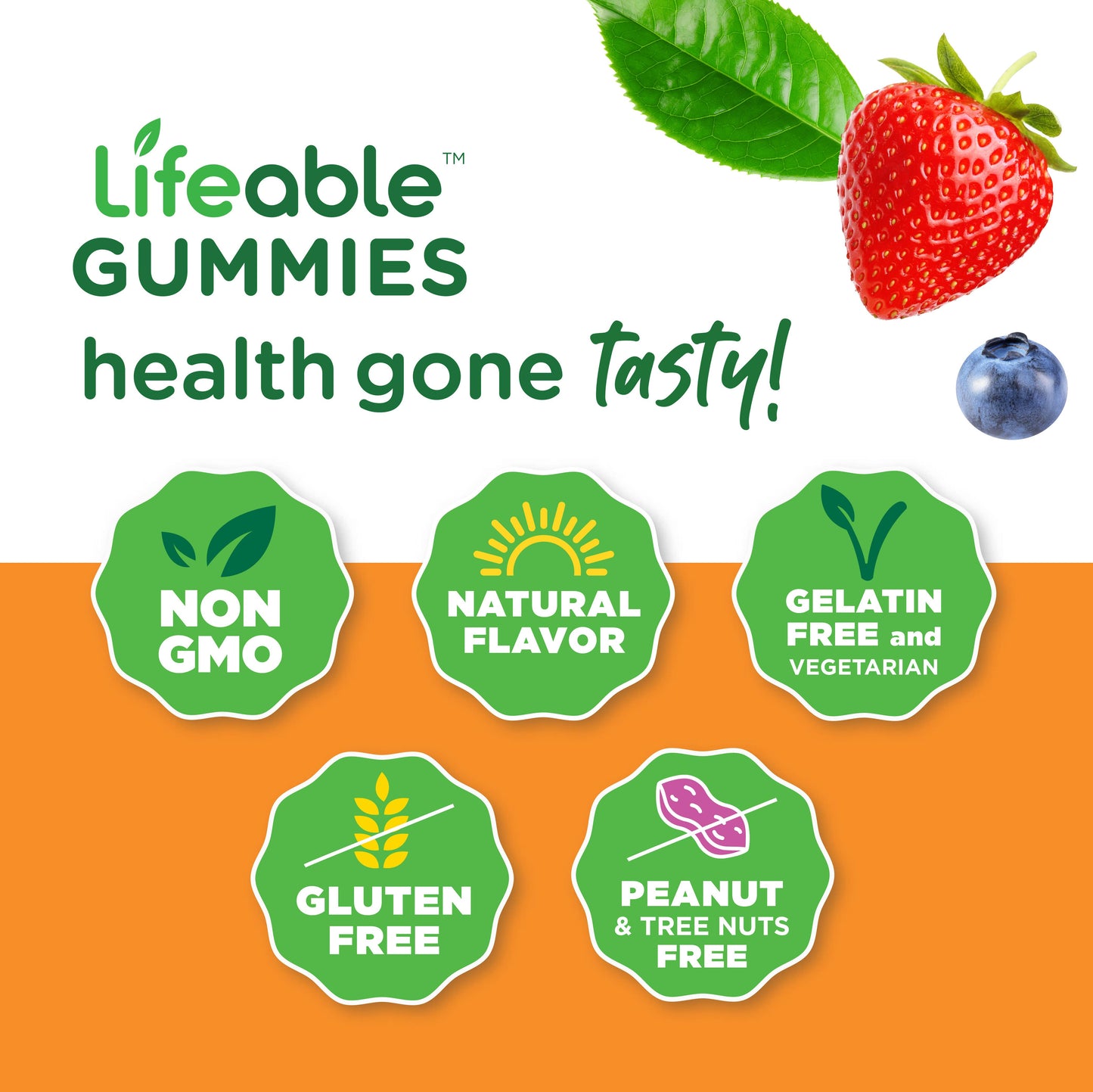 Lifeable Multivitamin for Men Gummies, Immunity & Digestion: Berry Flavor / 60 Gummies