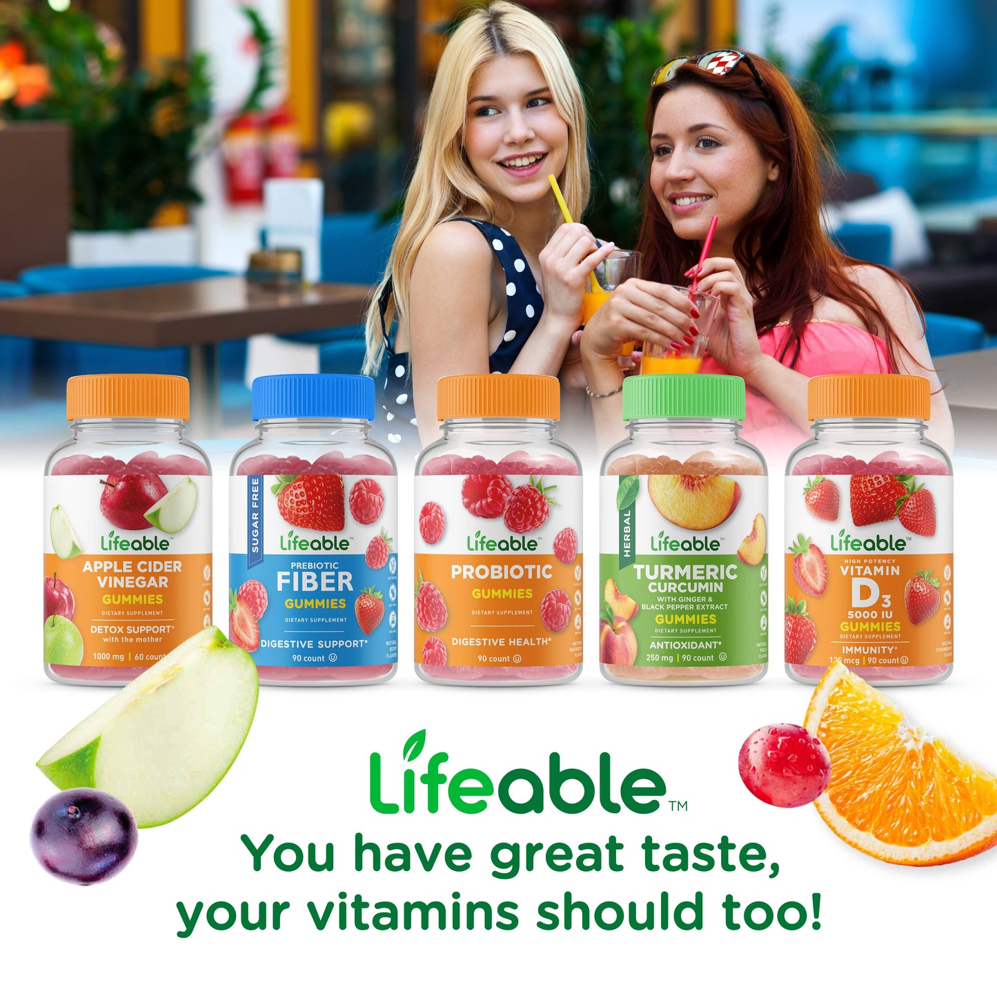 Lifeable Sugar Free Probiotics with Prebiotics Fiber Gummies: Berry Flavor / 60 Gummies