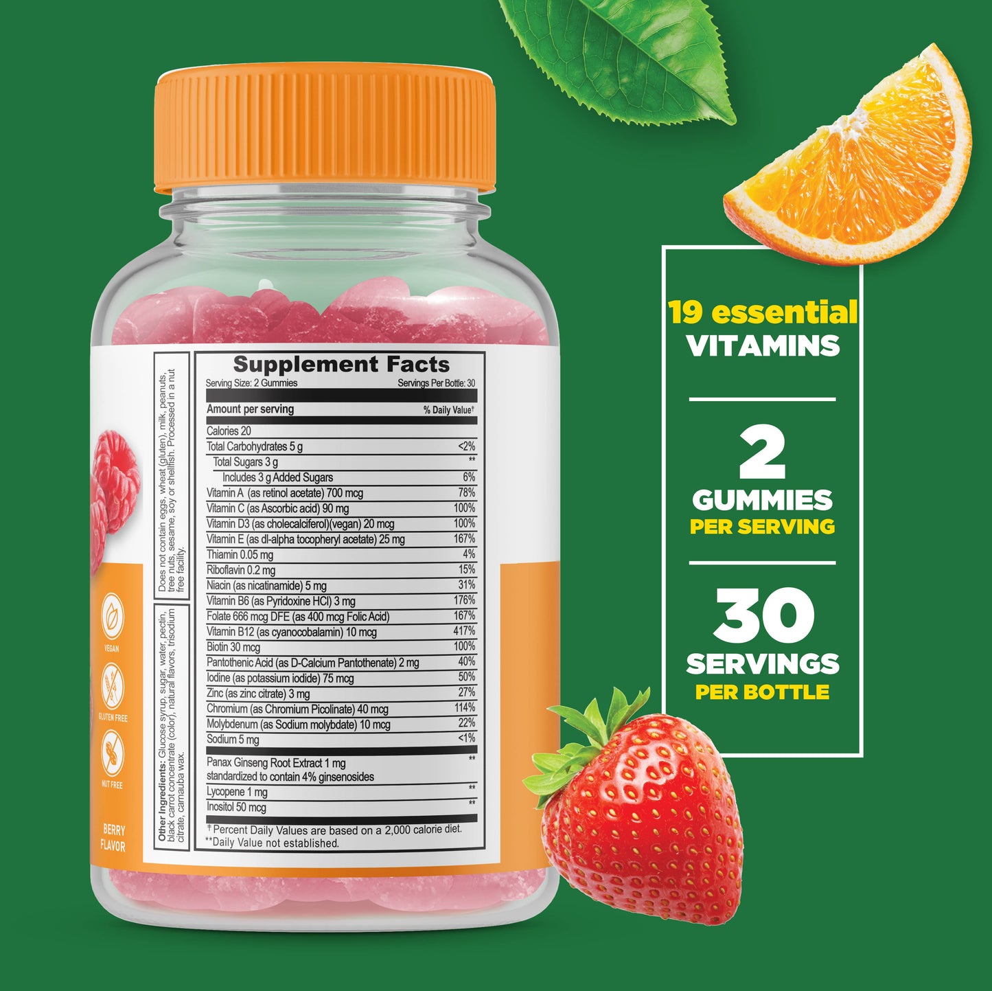 Lifeable Multivitamin for Men Gummies, Immunity & Digestion: Berry Flavor / 60 Gummies