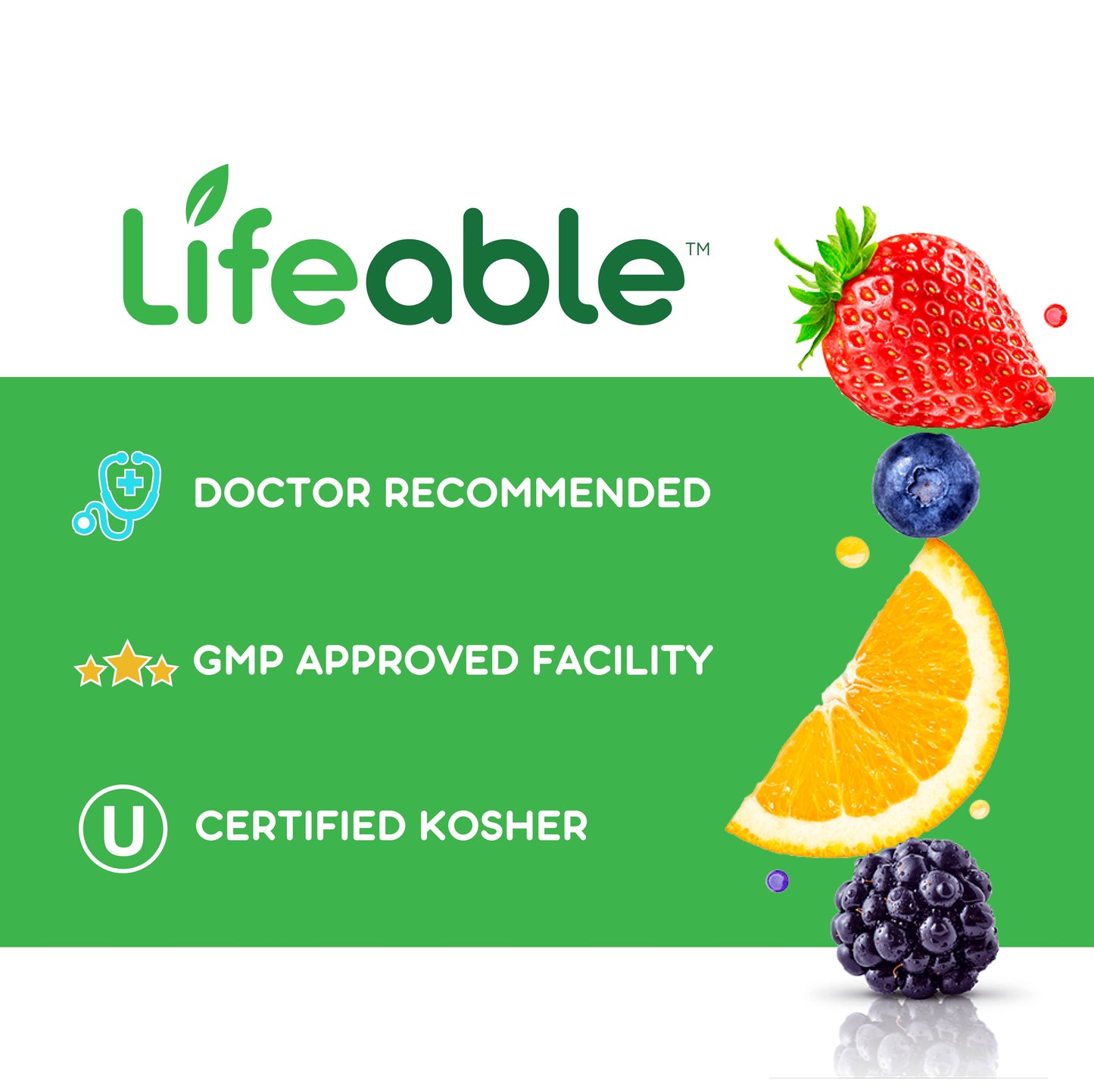 Lifeable Sugar Free Probiotics with Prebiotics Fiber Gummies: Berry Flavor / 60 Gummies