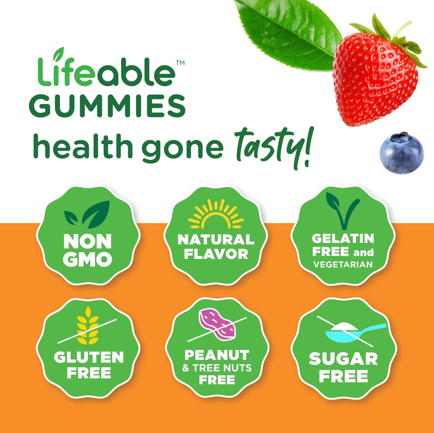 Lifeable Sugar Free Probiotics with Prebiotics Fiber Gummies: Berry Flavor / 60 Gummies