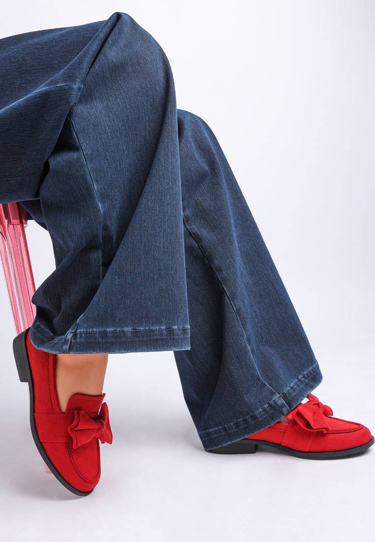 Havisham Bow Accent Heeled Loafers: Black / US-7 / UK-5 / EU-38